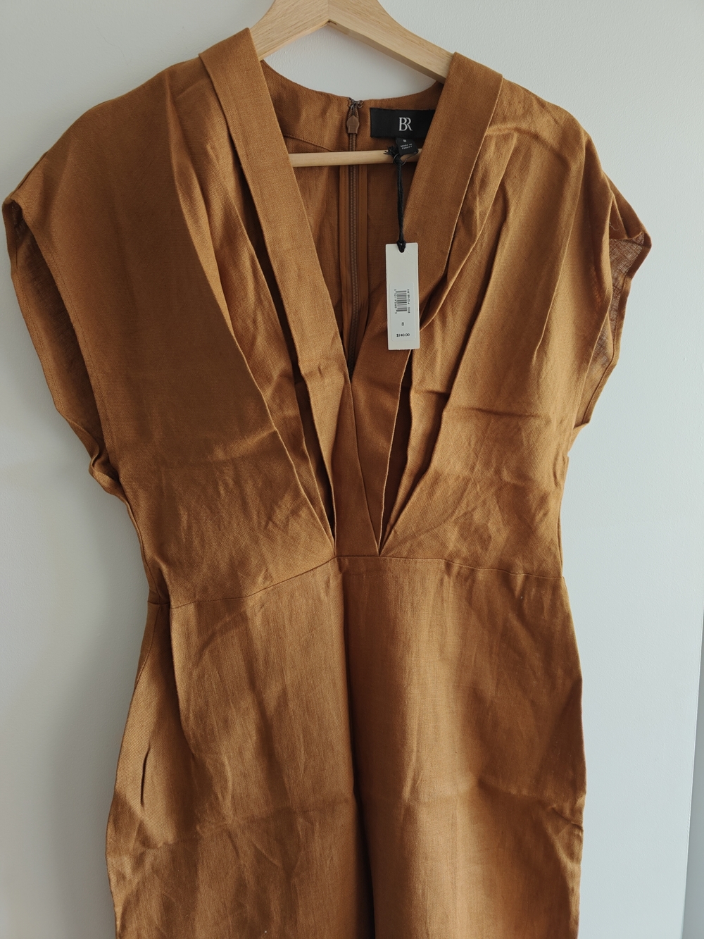 Banana Republic Rust Brown V-Neck Linen Midi Dress - Picture 2 of 5